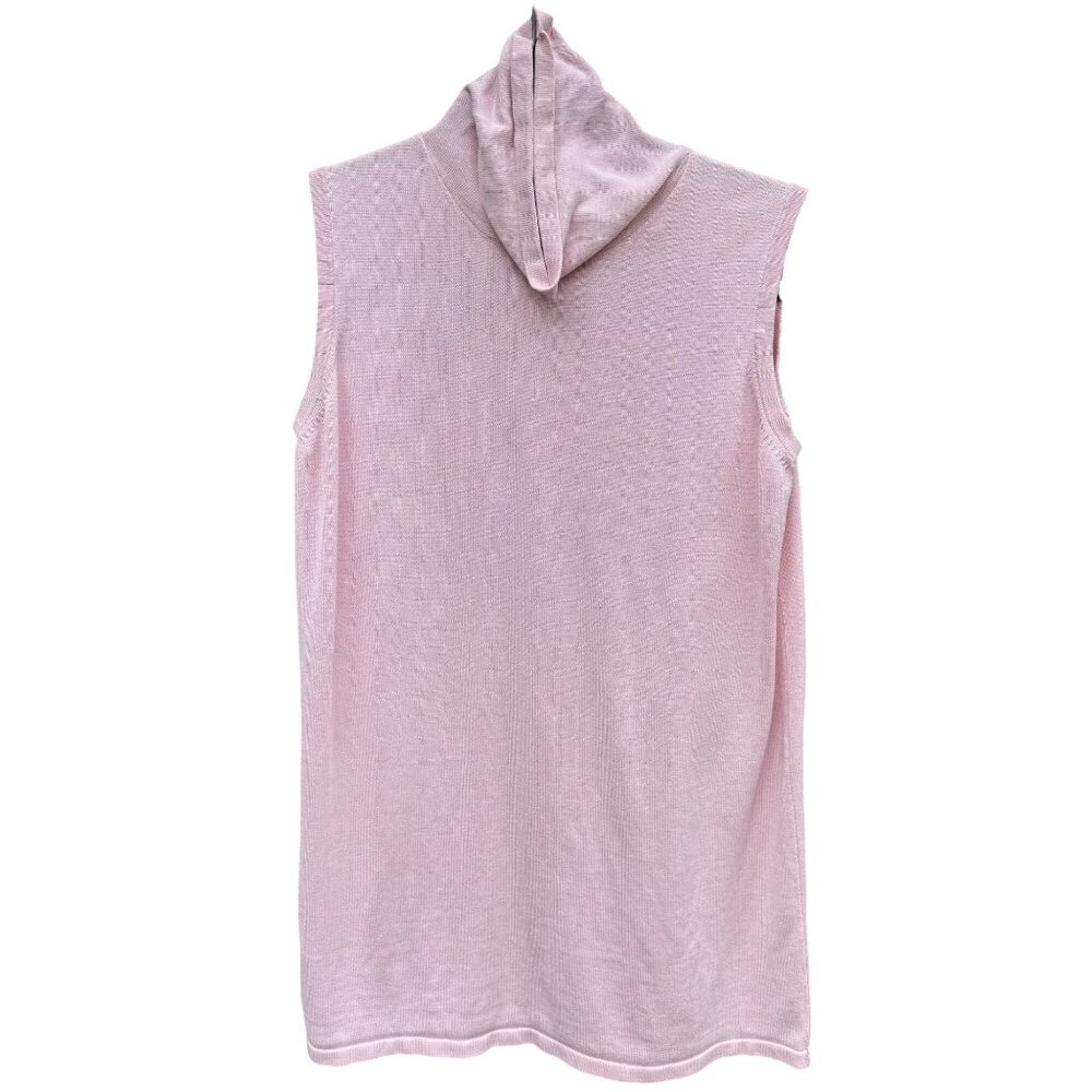 Terry Lewis Womens Vintage 90s Pink Sleeveless Cowl Neck Top S Silk Cotton Blend